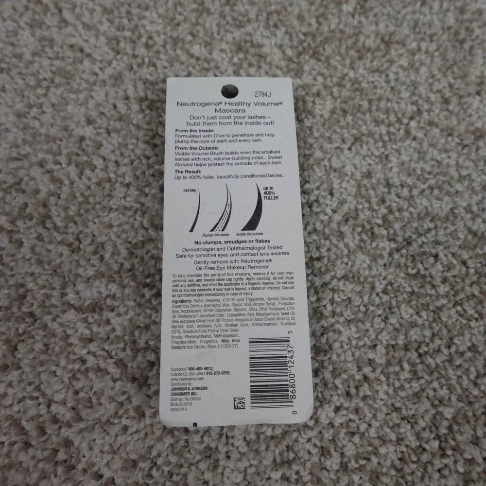 Neutrogena Healthy Volume Mascara Black 02 Volumizing Olive Oil Formula 0.21oz